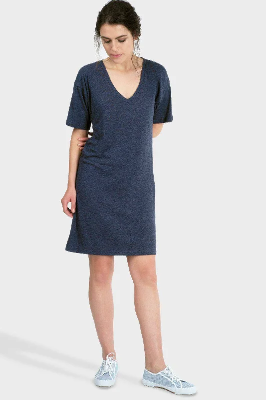 Mika T-Shirt Dress (Heather Lake)-- Solid Color Striped Floral