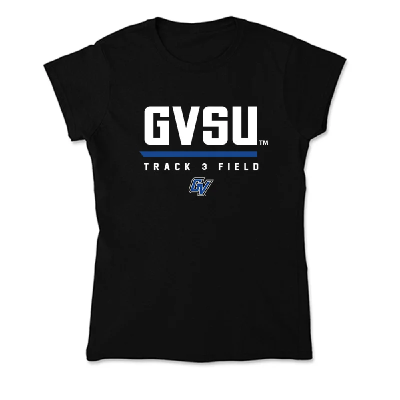 Grand Valley - NCAA Women's Track & Field : Destini Dorkins - Soft Style Women’s T-Shirt-- Zippered Front Buttoned Front Snap Front