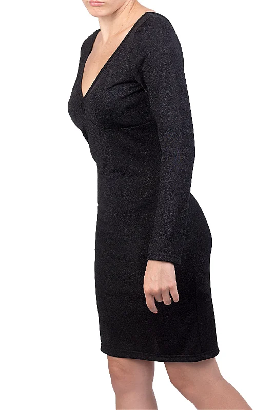 Long-sleeved dress- Metallized fiber Maxi Flowy Bohemian
