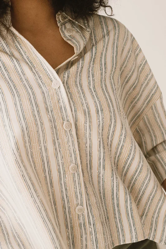 Hallow Tencel oversized trace print shirt-- Chenille Blend Fleece Blend Nylon Blend