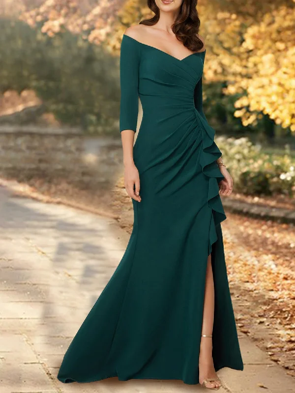 Mermaid/Trumpet Sweep Train 3/4 Sleeves Mother of the Bride Dresses A-Line Day Work