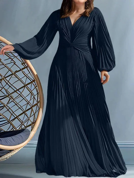 A-Line/Princess V-Neck Plus Size Mother of the Bride Dresses with Ruched Tunics Trendy modern