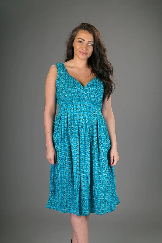 Zoe Cotton Dress Blue Geometric Print Tunics Fashionable trendy