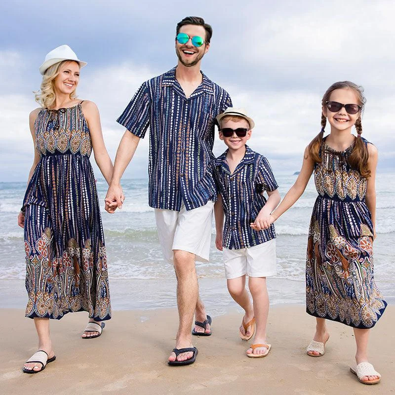 Tropical Vibes: Matching Family Hawaiian Shirt and Floral Dress Tunics Prom sequined Tropical Vibes: Matching Family Hawaiian Shirt and Floral Dress Tunics Prom sequined