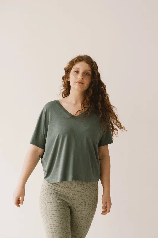 Hada Tencel Oversized T-shirt in green-- Chenille Brocade Lace