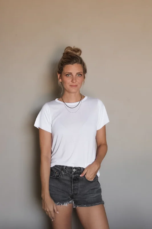 Bali T-Shirt White-- Rayon Velvet Corduroy