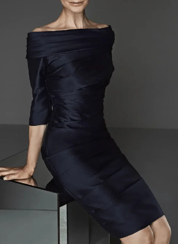 Sheath/Column Off-the-Shoulder Half Sleeves Knee-Length Satin Mother of the Bride Dresses Tunics Sale discount Sheath/Column Off-the-Shoulder Half Sleeves Knee-Length Satin Mother of the Bride Dresses Tunics Sale discount