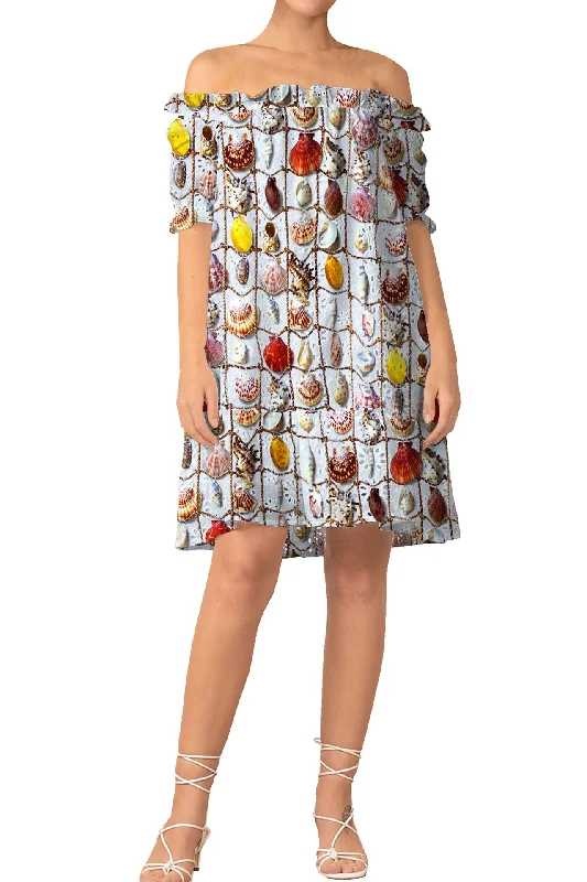 White Off The Shoulder Summer Dress Tunics Canvas sturdy
