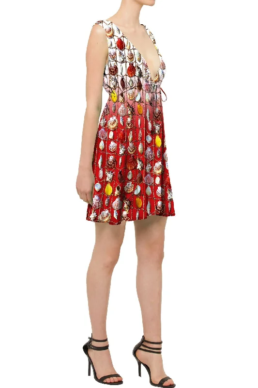 Plunge Neck Cocktail Dress Off-the-shoulder Chic Trendy