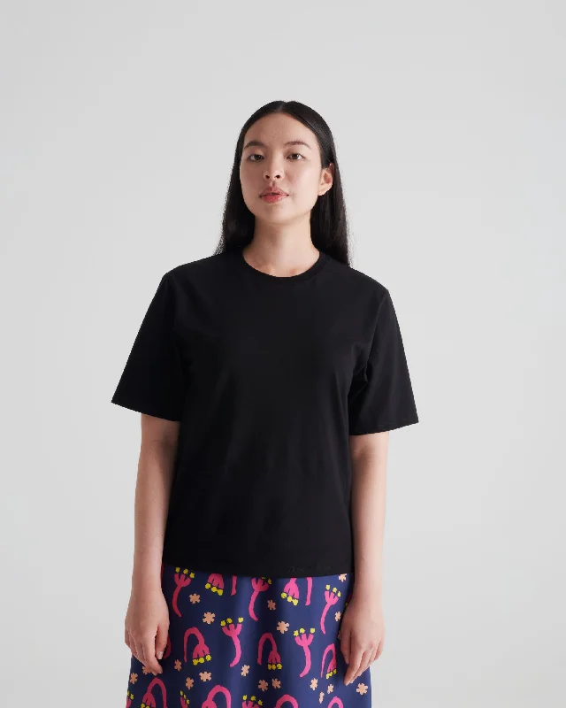 Calla T-Shirt Cotone Black-- Hooded Caped Shawl Collar