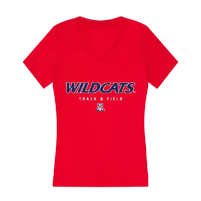 Arizona - NCAA Women's Track & Field : Dakota Minor - Women's V-Neck T-Shirt-- Embroidered Appliqued Beaded Arizona - NCAA Women's Track & Field : Dakota Minor - Women's V-Neck T-Shirt-- Embroidered Appliqued Beaded
