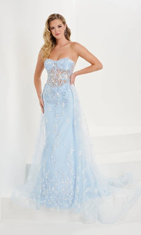 Tiffany Strapless Sheer Corset Prom Dress 16107 Tunics Versatile all-occasion