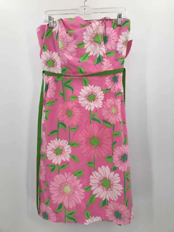 Pre-Owned Lilly Pulitzer Pink Size 10 Floral Knee Length Strapless Dress Tunics Formal black Pre-Owned Lilly Pulitzer Pink Size 10 Floral Knee Length Strapless Dress Tunics Formal black