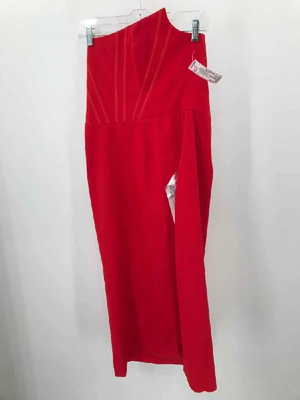 Pre-Owned Dress the Population Red Size XL Midi Strapless Dress Tunics Summer linen