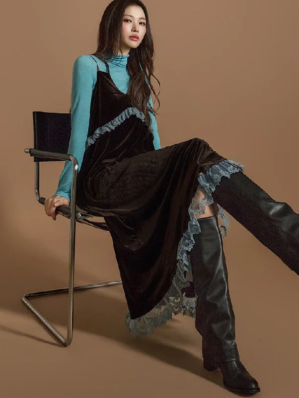 D5159 Velvet Dress Tunics Mesh breathable