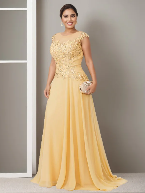 A-Line/Princess Jewel Neck Sleeveless Floor-Length Elegant Plus Size Mother of the Bride Dresses with Beading Appliques Tunics Canvas sturdy A-Line/Princess Jewel Neck Sleeveless Floor-Length Elegant Plus Size Mother of the Bride Dresses with Beading Appliques Tunics Canvas sturdy