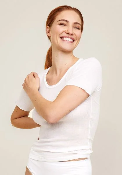Tam Silk Women's T-Shirt White-- Solid Color Striped Floral