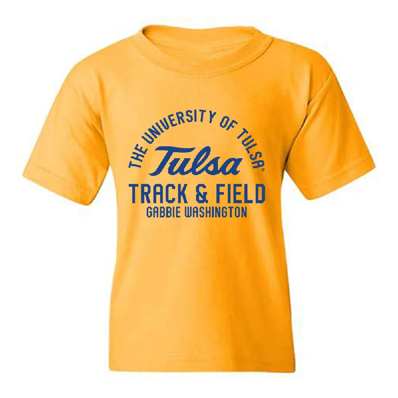 Tulsa - NCAA Women's Track & Field : Gabbie Washington - Classic Fashion Shersey Youth T-Shirt-- Ribbed Striped Patterned Tulsa - NCAA Women's Track & Field : Gabbie Washington - Classic Fashion Shersey Youth T-Shirt-- Ribbed Striped Patterned