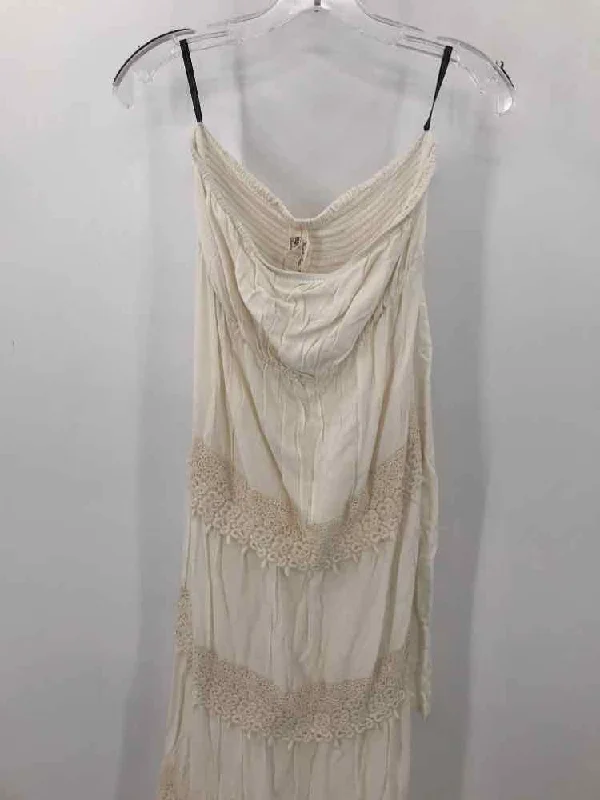 Pre-Owned Buffalo Ivory Size Large Maxi Strapless Dress Tunics Long Elegant