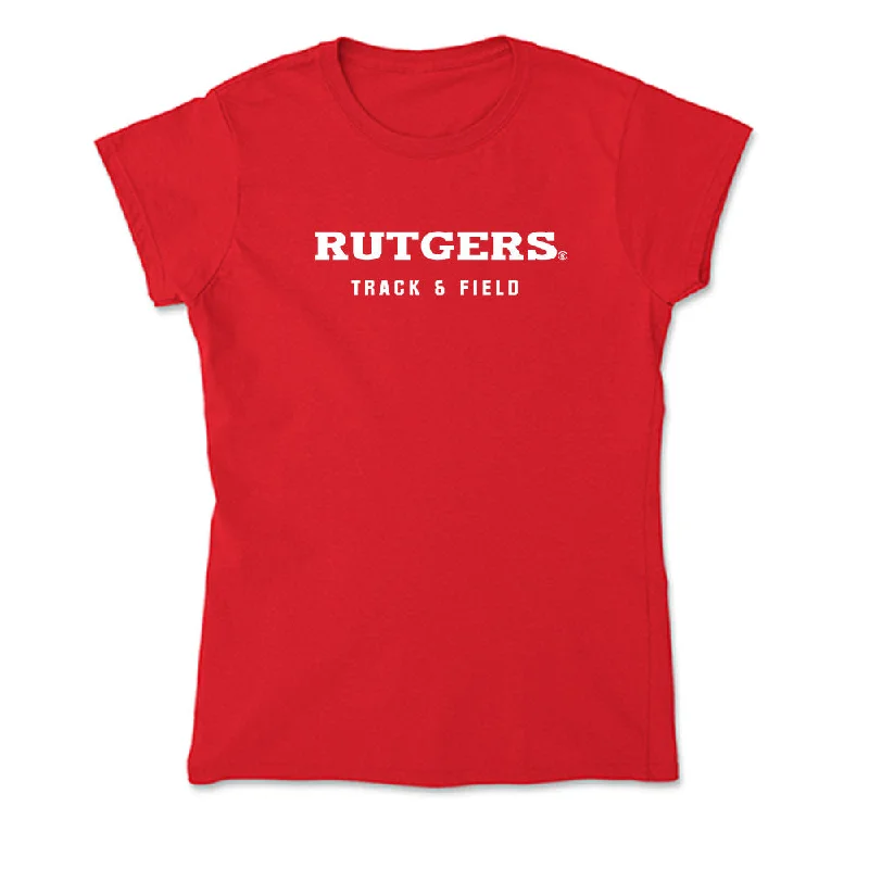 Rutgers - NCAA Women's Track & Field : Azariah Grantham - Soft Style Women’s T-Shirt-- Welt Pockets Slit Pockets Rutgers - NCAA Women's Track & Field : Azariah Grantham - Soft Style Women’s T-Shirt-- Welt Pockets Slit Pockets
