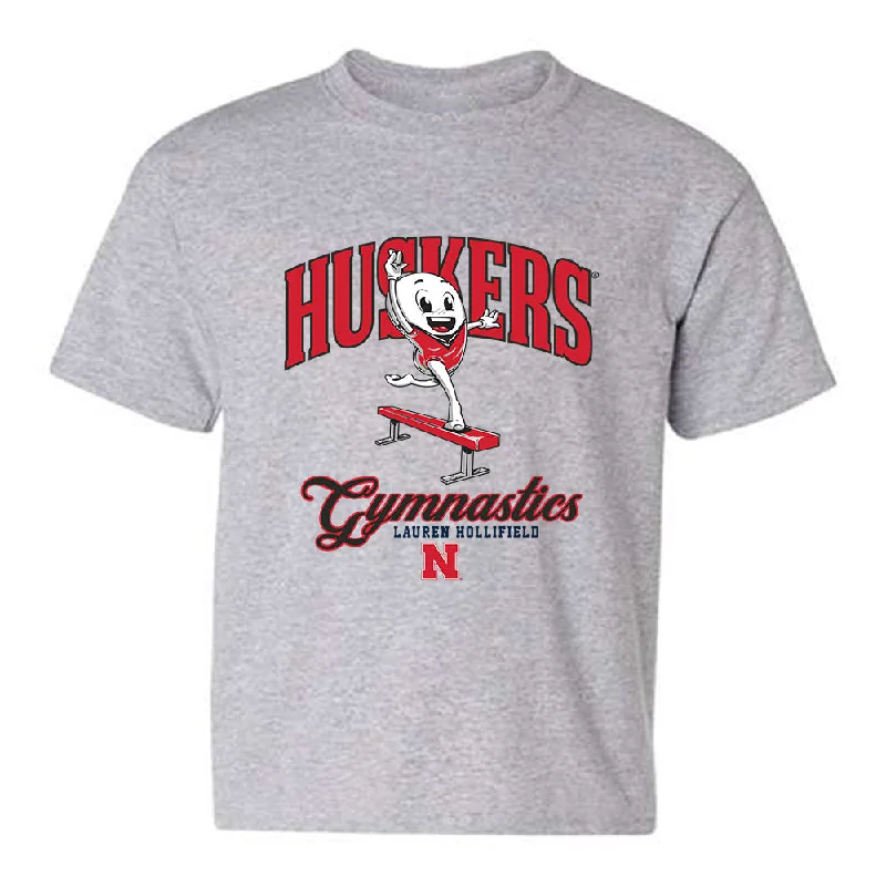 Nebraska - NCAA Women's Gymnastics : Lauren Hollifield - Fashion Shersey Youth T-Shirt-- Chenille Brocade Lace Nebraska - NCAA Women's Gymnastics : Lauren Hollifield - Fashion Shersey Youth T-Shirt-- Chenille Brocade Lace