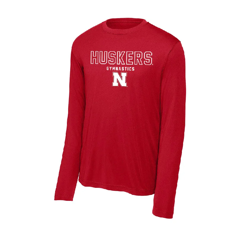 Nebraska - NCAA Women's Gymnastics : Molly Peterson - Activewear Long Sleeve T-Shirt-- Denim Fabric Leather Fabric Suede Fabric Nebraska - NCAA Women's Gymnastics : Molly Peterson - Activewear Long Sleeve T-Shirt-- Denim Fabric Leather Fabric Suede Fabric