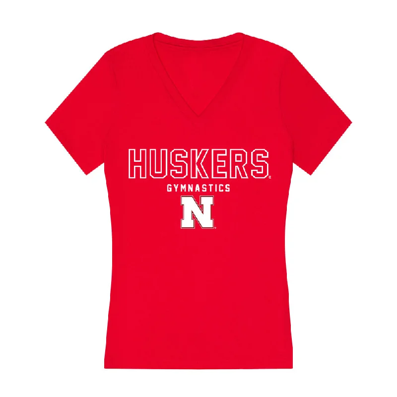 Nebraska - NCAA Women's Gymnastics : Molly Peterson - Women's V-Neck T-Shirt-- Elegant Classic Vintage Nebraska - NCAA Women's Gymnastics : Molly Peterson - Women's V-Neck T-Shirt-- Elegant Classic Vintage