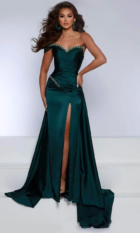 Johnathan Kayne 2898 - One Shoulder Overskirt Prom Dress empire Waist empire