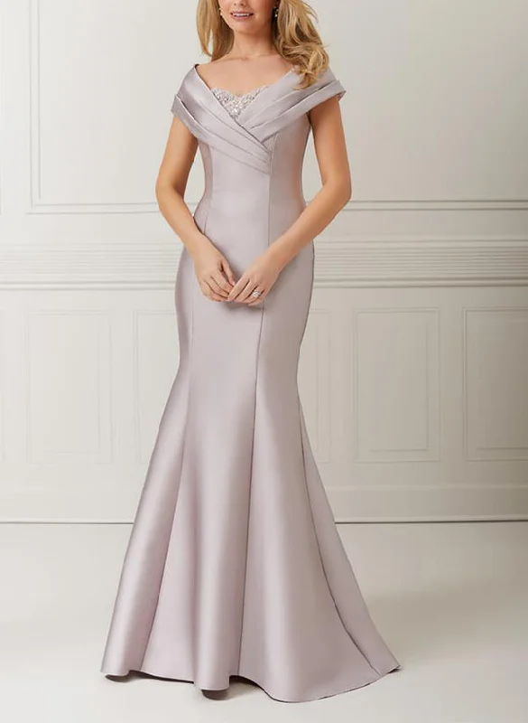 Trumpet/Mermaid Off-the-Shoulder Satin Mother of the Bride Dresses with Applique & Beading Floral Print girly Trumpet/Mermaid Off-the-Shoulder Satin Mother of the Bride Dresses with Applique & Beading Floral Print girly