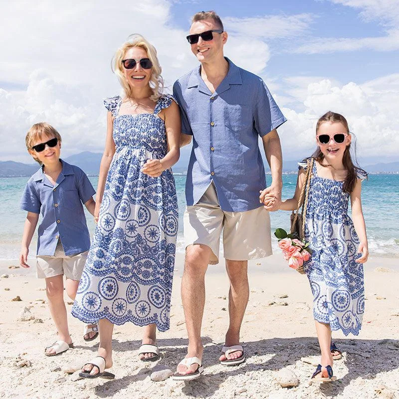 Family Matching Outfits: Summer Boho Chic Dress and Shirt Tunics Designer luxury