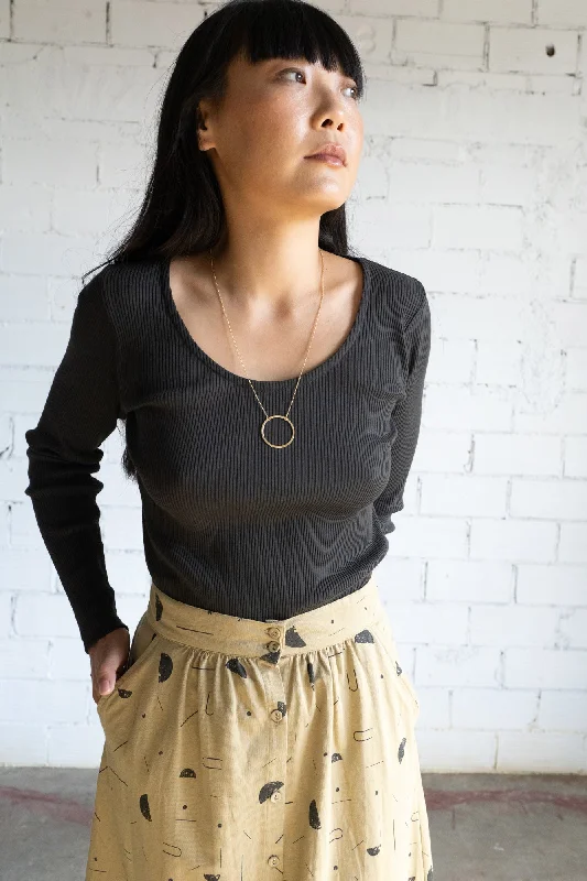 Gaia basic T-shirt eclipse black-- Silk Blend Satin Velvet