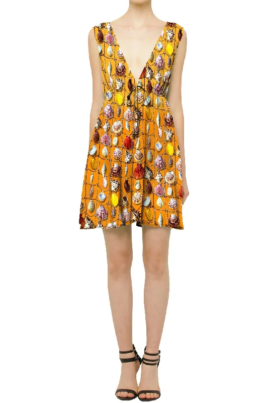 Yellow Deep Plunge Neckline Dress Tunics Cozy comfortable