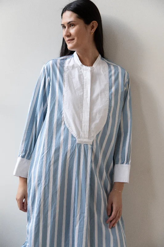 Bergfabel | Mia Dress in Big Blue Stripe Tunics Luxurious high-end
