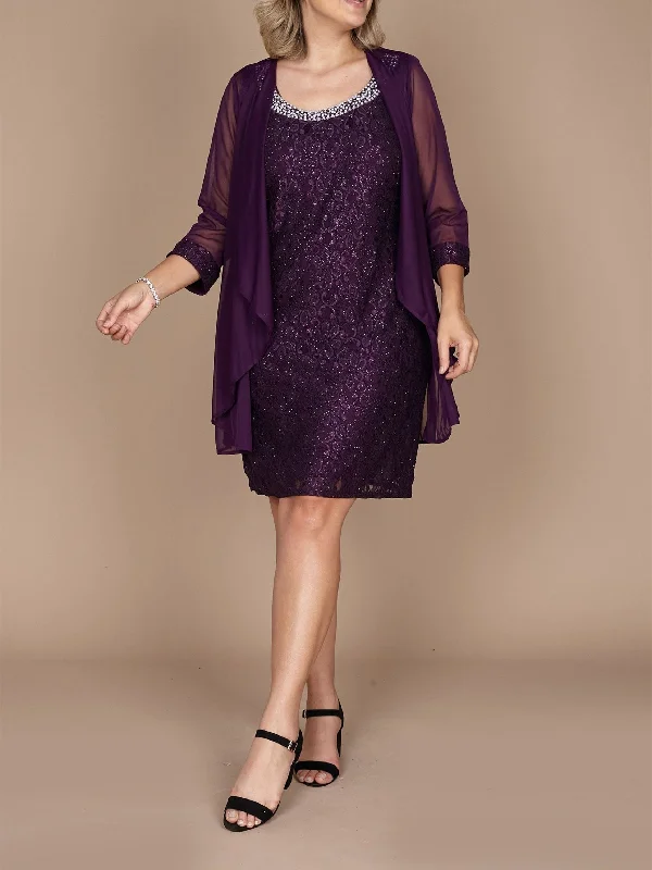 Sheath/Column Jewel Neck Short/Mini Mother of the Bride Dresses with Lace Tunics Bestseller popular Sheath/Column Jewel Neck Short/Mini Mother of the Bride Dresses with Lace Tunics Bestseller popular