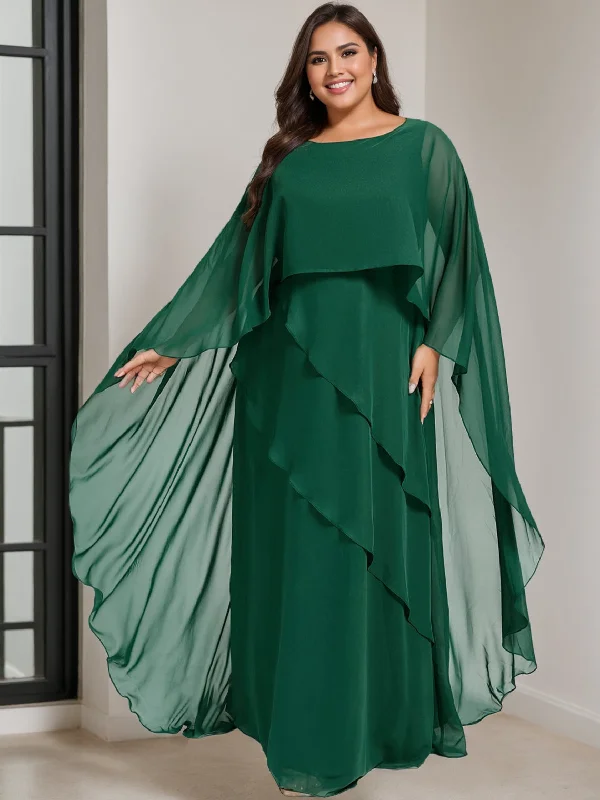 A-Line/Princess Scoop Half Sleeves Floor-Length Plus Size Mother of the Bride Dresses Tunics Hiking breathable