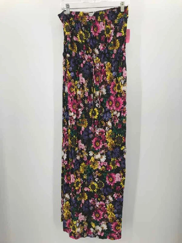 Pre-Owned Next Black Size 12 Floral Maxi Strapless Dress Boatneck Modish Everyday