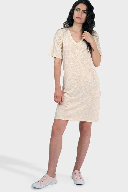 Mika T-Shirt Dress (Heather Almond)-- Anti-Pilling Machine Wash Handmade
