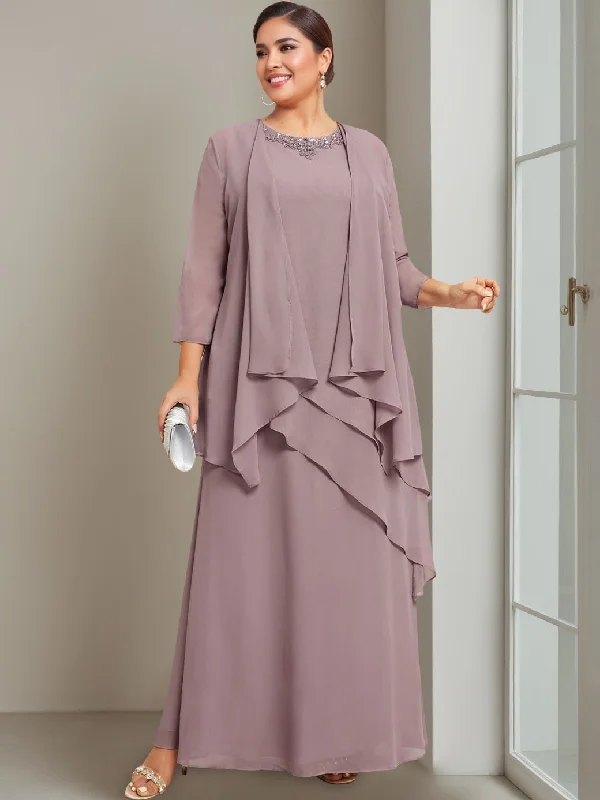 A-Line/Princess Scoop Sleeveless Floor-Length Plus Size Mother of the Bride Long Dresses with Beading Tunics Office stylish A-Line/Princess Scoop Sleeveless Floor-Length Plus Size Mother of the Bride Long Dresses with Beading Tunics Office stylish