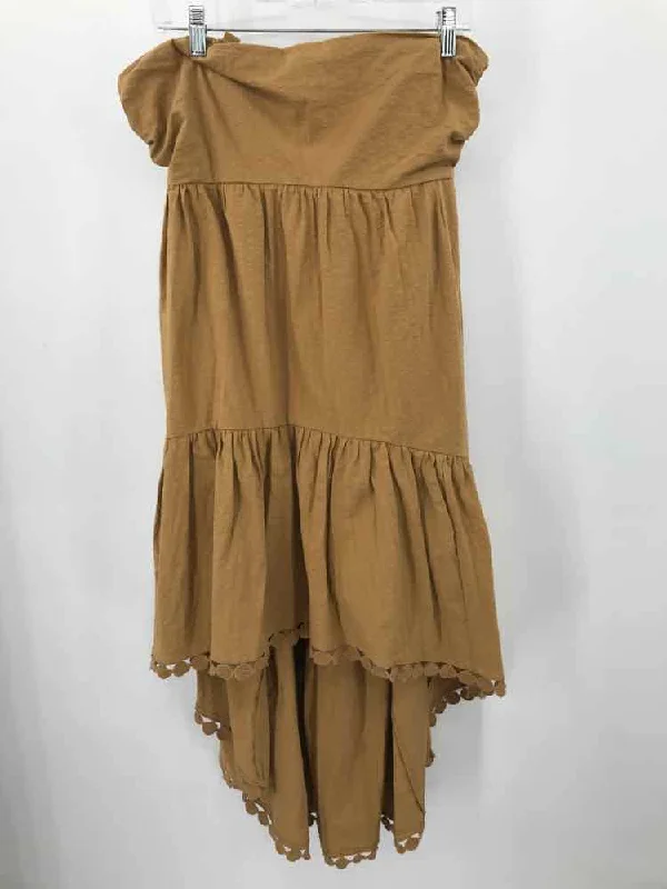 Pre-Owned Maeve Tan Size Medium Hi-Low Strapless Dress Tunics Timeless classic