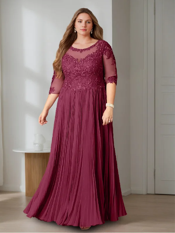 A-Line/Princess Scoop Half Sleeves Floor-Length Plus Size Mother of the Bride Dresses with Sequins Tunics Evening elegant A-Line/Princess Scoop Half Sleeves Floor-Length Plus Size Mother of the Bride Dresses with Sequins Tunics Evening elegant