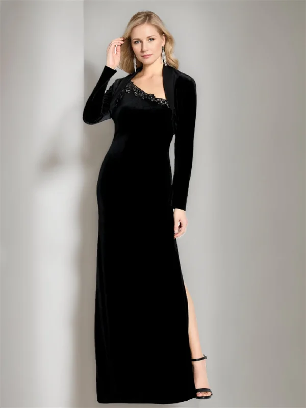 Mermaid/Trumpet Asymmetric Sleeveless Floor Length Mother Of The Bride Dresses With Split Side Tunics Recommended stylist Mermaid/Trumpet Asymmetric Sleeveless Floor Length Mother Of The Bride Dresses With Split Side Tunics Recommended stylist
