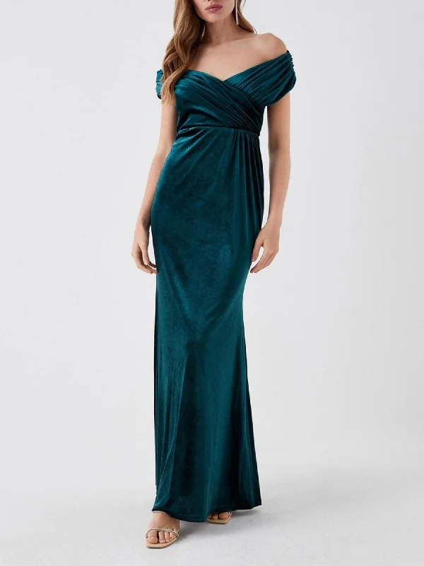 Sheath/Column Off-the-Shoulder Floor-Length Elegant Velvet Mother of the Bride & Groom Dresses Tunics Yoga stretchy Sheath/Column Off-the-Shoulder Floor-Length Elegant Velvet Mother of the Bride & Groom Dresses Tunics Yoga stretchy