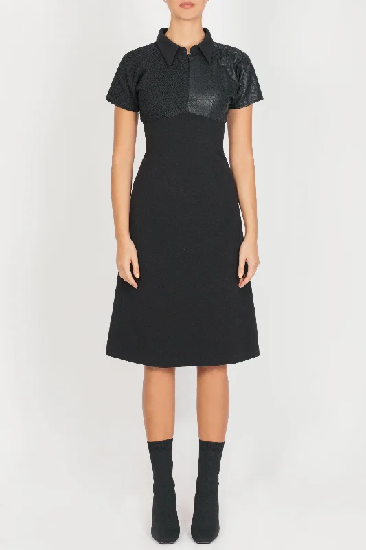 Dress made of three types of fabrics Tunics Denim casual