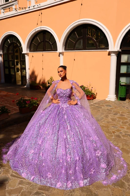 3D Floral Glitter Cape Quinceanera Dress by Amarra 54248 Tunics Seasonal trendy
