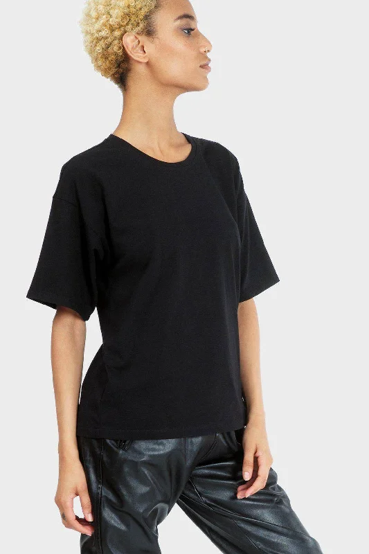Circularity T-Shirt (Black)-- Plaid T-Shirt Polka Dot Checkered