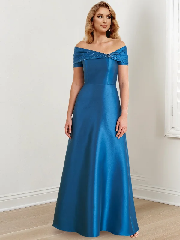 A-Line/Princess Off-the-Shoulder Floor-Length Mother of the Bride Dresses Boatneck Modish Everyday A-Line/Princess Off-the-Shoulder Floor-Length Mother of the Bride Dresses Boatneck Modish Everyday