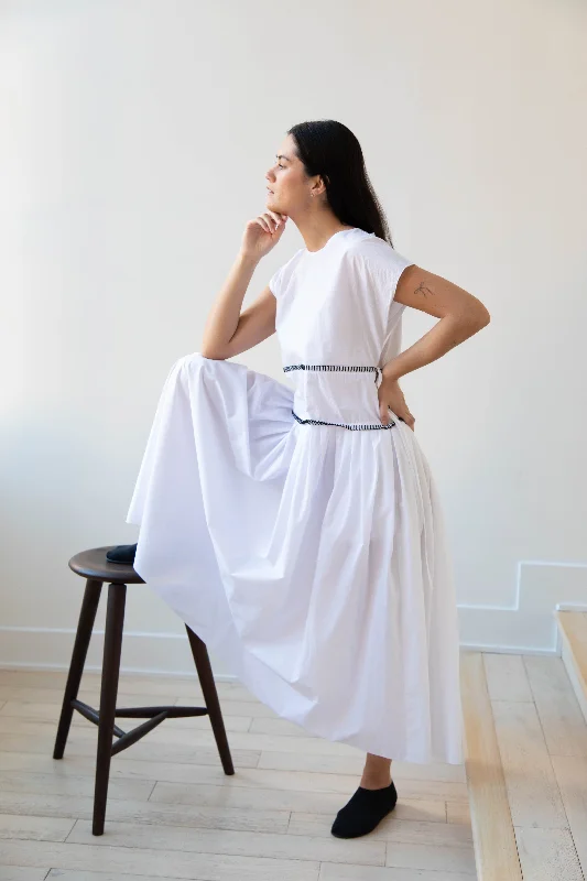 Sara Lanzi | Gathered Dress in White & Black Tunics Sophisticated sleek