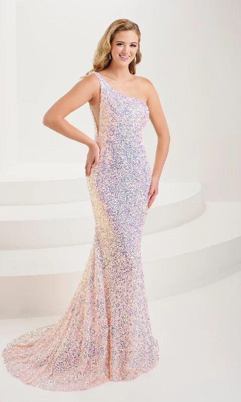 Tiffany One-Shoulder Long Sequin Prom Dress 16114 Tunics Fashionable trendy