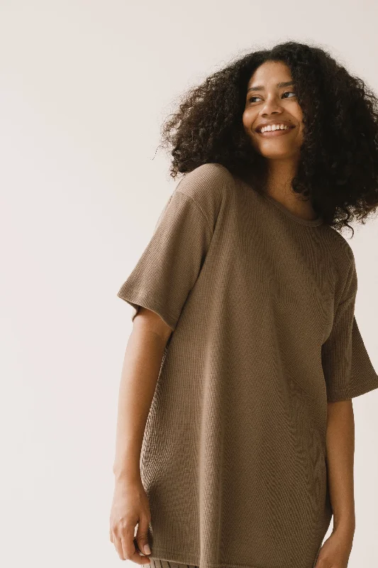 Harmony waffle Unisex T-Shirt in brown-- Jersey Fabric Tulle Fabric Batik Fabric