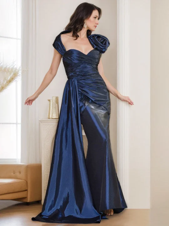 Sheath/Column Sweetheart Sleeveless Floor-Length Mother of the Bride Long Dresses with Bowknot Tunics Designer luxury Sheath/Column Sweetheart Sleeveless Floor-Length Mother of the Bride Long Dresses with Bowknot Tunics Designer luxury